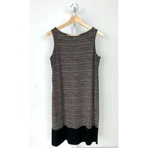 J. JILL  XS Wearever Stripe Print Dress Stretch Jersey Sleeveless Black Tan